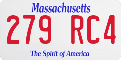 MA license plate 279RC4