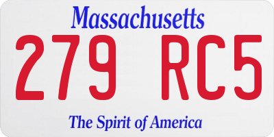 MA license plate 279RC5
