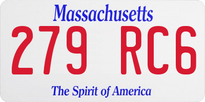 MA license plate 279RC6