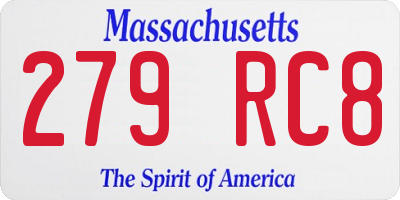 MA license plate 279RC8