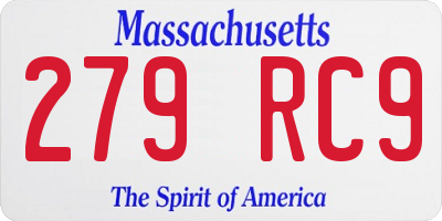 MA license plate 279RC9