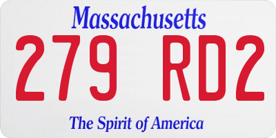 MA license plate 279RD2