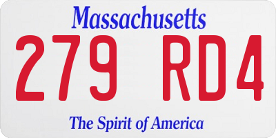 MA license plate 279RD4