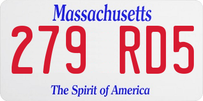 MA license plate 279RD5