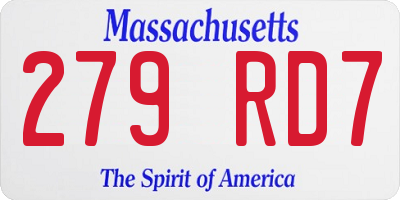 MA license plate 279RD7