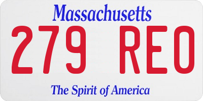 MA license plate 279RE0