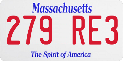 MA license plate 279RE3