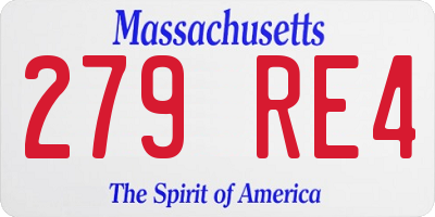 MA license plate 279RE4