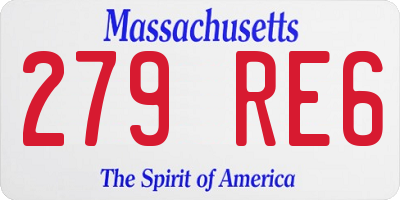 MA license plate 279RE6
