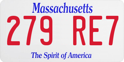 MA license plate 279RE7