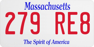 MA license plate 279RE8