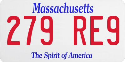 MA license plate 279RE9