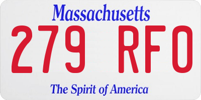 MA license plate 279RF0