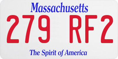 MA license plate 279RF2