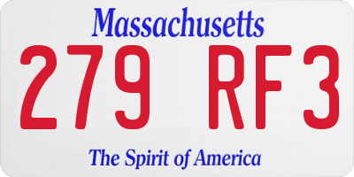 MA license plate 279RF3