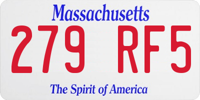 MA license plate 279RF5