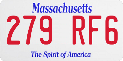 MA license plate 279RF6