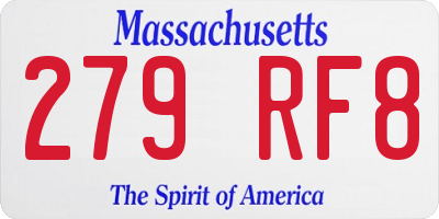 MA license plate 279RF8