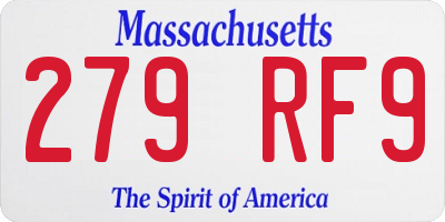 MA license plate 279RF9