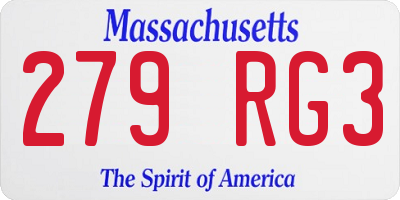 MA license plate 279RG3