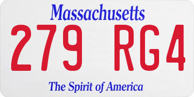 MA license plate 279RG4