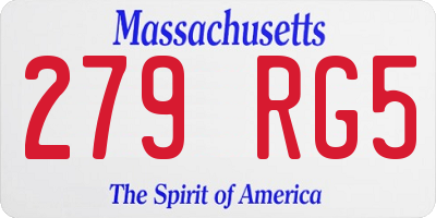 MA license plate 279RG5