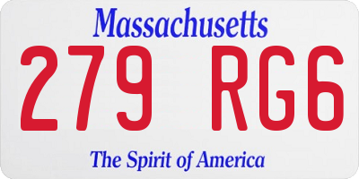 MA license plate 279RG6
