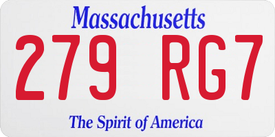 MA license plate 279RG7