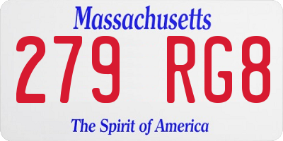 MA license plate 279RG8
