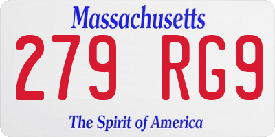 MA license plate 279RG9