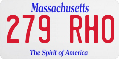 MA license plate 279RH0
