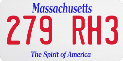 MA license plate 279RH3