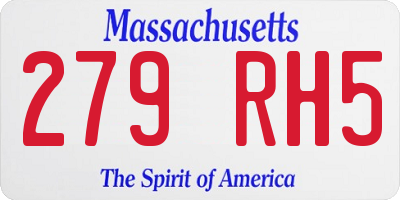MA license plate 279RH5