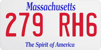 MA license plate 279RH6