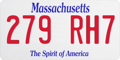 MA license plate 279RH7