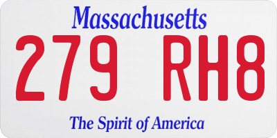 MA license plate 279RH8