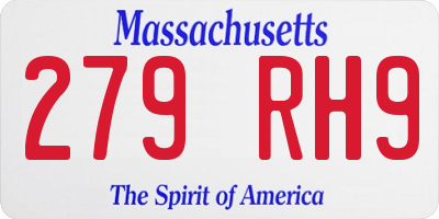 MA license plate 279RH9