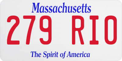 MA license plate 279RI0