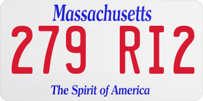MA license plate 279RI2