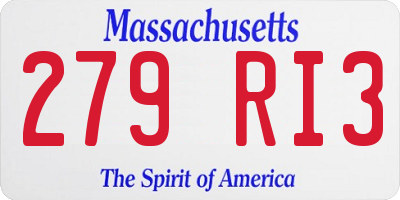 MA license plate 279RI3