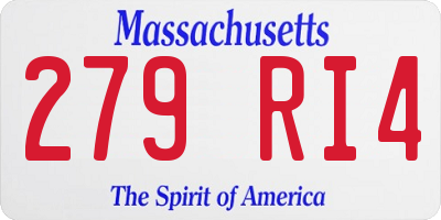 MA license plate 279RI4