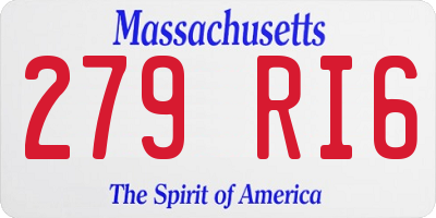 MA license plate 279RI6