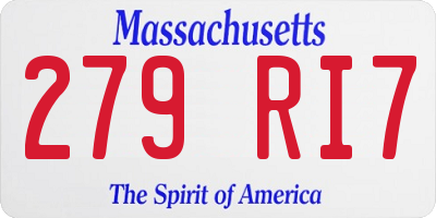 MA license plate 279RI7