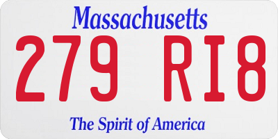 MA license plate 279RI8