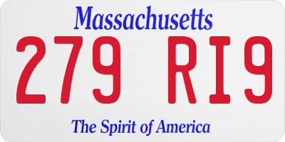 MA license plate 279RI9