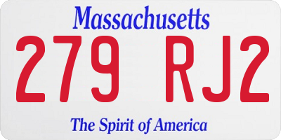 MA license plate 279RJ2