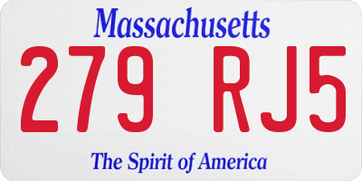 MA license plate 279RJ5