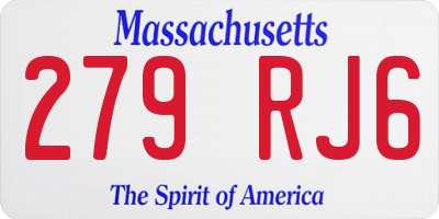 MA license plate 279RJ6