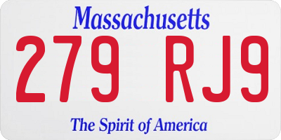 MA license plate 279RJ9