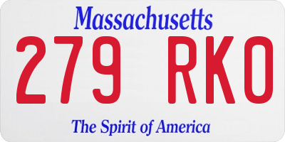 MA license plate 279RK0